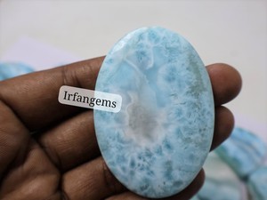 Lote de Gemas Sueltas de Larimar Natural a Precio Mayorista, Cabujones Lisos de Formas Mixtas, Cuentas Hechas a Mano para Fabricación de Joyas - Product Image 2