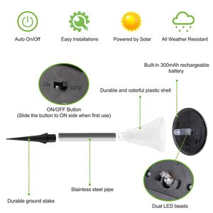 Set di 4 Luci Solari da Giardino IP44 Impermeabili, Lampade Paesaggistiche Cambia Colore per Illuminazione Sentieri - Product Image 4