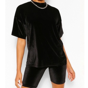 Formal Summer Woven Velour 100% Wool High Quality Breathable Embroidered Customized Logo Short Sleeve T-Shirt Shorts <b>Twin</b> <b>Set</b> - Product Image 1