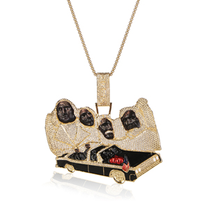 Pendentif Cartes à Jouer Les Quatre Rois en Argent 925 avec Diamant de Laboratoire, Plaqué Or, Léger, Collier Hip Hop Tendance, Bijou de Luxe - Product Image 6