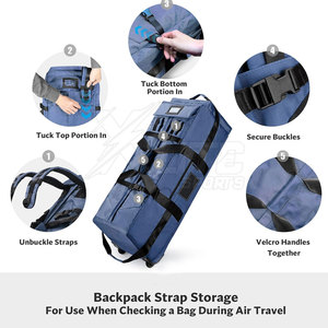 Durable Lightweight Fabric Multi-Pocket Storage <b>Convertible</b> <b>Backpack</b> Duffel Zipper Waterproof Large Capacity for Gym Daily Carry - Product Image 6