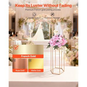 10 pièces de supports floraux hexagonaux en acrylique de 23,62 pouces pour mariages, présentoirs floraux cubiques et décorations de table - Product Image 4