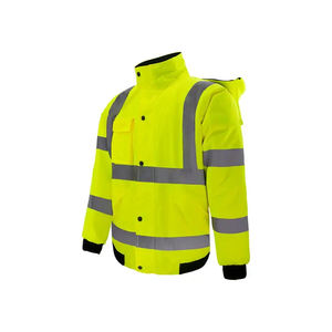 Chaqueta Bomber Reflectante Impermeable de Alta Visibilidad para Hombre, Amarilla, para Construcción y Trabajo de Seguridad al Aire Libre - Product Image 2
