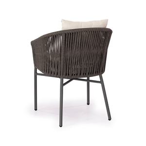 Silla de comedor moderna hecha de aluminio de calidad con cuerda tejida y cojín para uso en exteriores. - Product Image 5