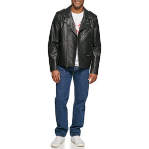 Veste de motard asymétrique en cuir véritable noir pour homme MICAH CORPORATION, style punk classique, coupe ajustée, fermeture éclair - Product Image 5