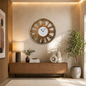 Large Rustic Wooden Wall <b>Clock</b> with Roman Numerals Decorative Quartz Timepiece for Living Room Office Farmhouse Home Decor - Product Image 4
