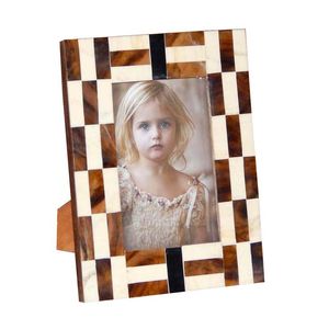 Rectangular Wood Mirror <b>Frame</b> with Coral Beaded Edge and Tropical Leaf Print Eco-Friendly Handmade Modern <b>Wall</b> Decor - Product Image 3
