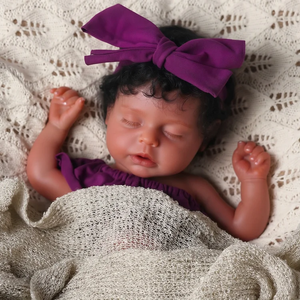 Poupées reborn en silicone Babeside <span class=keywords><strong>Lucy</strong></span> de 12 pouces, bébés afro-américains endormis, petite fille réaliste, poupée bébé corps entier - Product Image 3