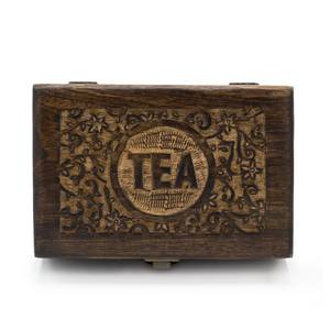 Handmade 6-Inch Rectangle MDF Wood & Leather <b>Treasure</b> Chest <b>Box</b> Hinged Lid for Wedding Decor Tea Flower Other Storage Purposes - Product Image 2