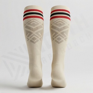 Knee High Cotton <b>Socks</b> Striped Red <b>Black</b> Trim Breathable Casual Wear Adult Spring Season - Product Image 2