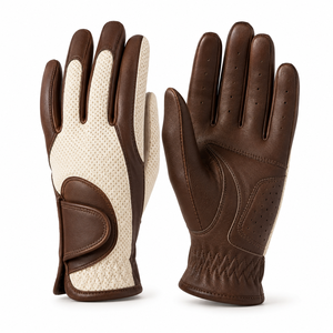 Guantes de Cuero Personalizados de Dedo Completo para Deportes al Aire Libre, Conducción de Verano, Equitación, Esquí, Transpirables, en Negro, Blanco y Marrón - Product Image 2
