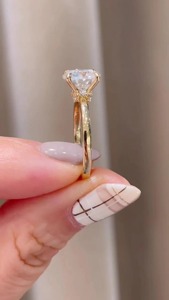 Round Cut 1.50CT Moissanite Diamond <b>Ring</b> 925 Silver 14K Yellow Gold Plated Engagement <b>Ring</b> Minimal <b>Fine</b> Jewelry - Product Image 3