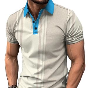 Camiseta de Golf 2025 para Hombre, de Poliéster/Algodón, 220g, Tejido de Punto, Casual, Manga Corta, Cuello con Botones, Secado Rápido - Product Image 1