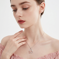 Collier Colibris en Laiton avec Pendentif Cœur et Fleur de Lotus, Chaîne Oiseau, Bijoux Colibris pour Maman, Filles, Femmes
