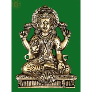 รูปปั้นเทพีลักษมีทองเหลืองทำมือขนาด 7 นิ้ว ผลิตในอินเดีย ประเภทชาม - Product Image 1