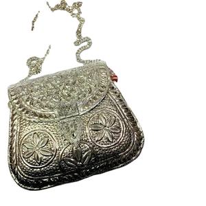 Best Price Designer Silver Brass Clutch Bag Luxury Vintage Wedding Party <b>Handbag</b> for Bridal Evening Dress Stylish for Ladies - Product Image 1