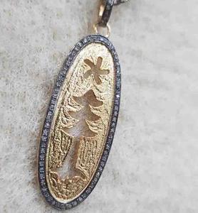 Colgante Vintage con Forma de Árbol, Plata de Ley 925, con Diamantes Naturales Incrustados, 50x18MM, Bañado en Rodio Negro, para Boda o Compromiso - Product Image 4
