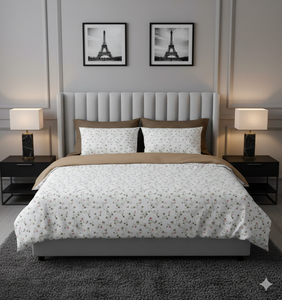 Parure de lit 3 pièces en polyester tissé imprimé blanc neige de qualité supérieure, drap-housse, drap plat et 2 taies d'oreiller, douce, confortable et luxueuse - Product Image 1