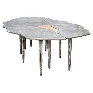 Mesa Auxiliar Moderna de Metal Plateado con Patas Metálicas Redondas para Sala de Estar, Estilo Moderno - Product Image 1