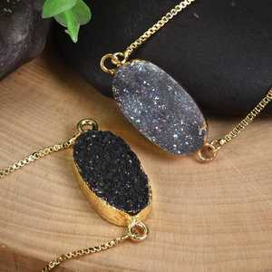 Bracelet ajustable en argent sterling 925 plaqué or 14 carats avec breloque Druzy arc-en-ciel, bracelet en pierres précieuses pour femme, cadeau de bijoux - Product Image 5
