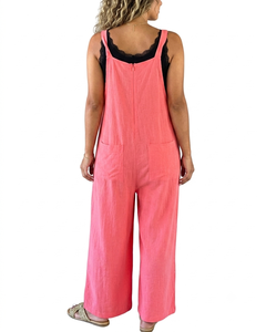 Combinaison sans manches boutonnée devant à jambes larges pour femme tendance - Product Image 2