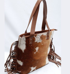 Genuine Cowhide Leather Tote Bag With Fringe Boho Shoulder Handbag Manufacturer Wholesale Custom Luxury Designer Purse - Product Image 4