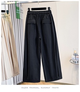 High Waisted Loose Blue Harem Pants Women Cotton Wide Leg Pleated Casual Full Length <b>Drawstring</b> <b>Trousers</b> Spring Style - Product Image 6
