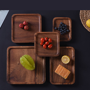<b>Rustic</b> Wooden Food Serving Tray with Handles Handmade Decorative Breakfast Tray for Bed Kitchen <b>Dining</b> Coffee <b>Table</b> - Product Image 2