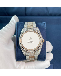 Montre Hip Hop en Acier Inoxydable Bicolore 100% Testée au Diamant, Entièrement Automatique, Mécanique, Moissanite VVS, Sertie de Pierres Brillantes - Product Image 4