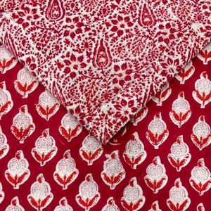 Tela de Algodón Cambray Estampada a Bloques 60x60, Tela de Algodón con Estampado Tradicional Jaipuri - Product Image 1