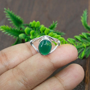 Bague en argent sterling 925 avec onyx vert de qualité supérieure, bague statement, design artisanal, bague en pierres précieuses, bijoux en onyx vert, cadeau de Noël - Product Image 5