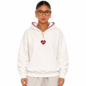 Manufacturer Women's Minimal Heart Graphic Hoodies Cotton Fleece Oversized Pullover Blanket Stitch Custom Logo Global Supply - Product Image 1