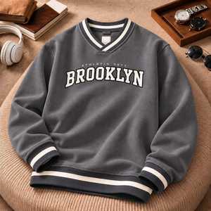 เสื้อสเวตเชิ้ตคอวีทรงหลวมสำหรับผู้ชาย แบรนด์ Brooklyn Athletic Dept ผ้าฝ้ายเฟรนช์เทอร์รี่ สวมใส่สบายๆ สำหรับฤดูใบไม้ร่วง ระบายอากาศได้ดี - Product Image 2