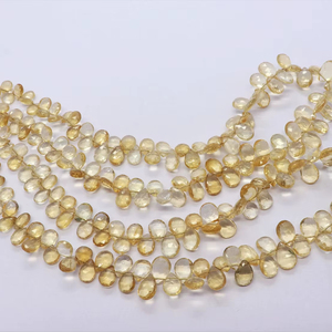 Cuentas de Citrino Natural Amarillo AAA, Forma de Pera Facetada, de 5x7 a 7x10 mm, Hilo de 16 Pulgadas, Calidad Premium - Product Image 1