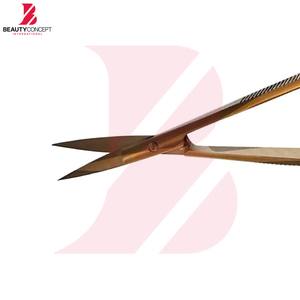 กรรไกรตัดคิ้วปลายโค้งสแตนเลสสีทอง ขนาด 4.7 นิ้ว 2 ชิ้น คุณภาพดี ขายดี พร้อมสปริง - Product Image 3