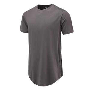 T-shirt blanc à manches courtes pour homme, col rond, coupe classique, séchage rapide, couleur unie, jersey tricoté, décontracté, longueur longue - Product Image 3