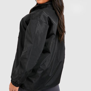 <b>Women</b> Black Windproof Blouson <b>Jacket</b> Full Sleeve Stand Collar Zipper Closure <b>Utility</b> Style Autumn Wear - Product Image 4
