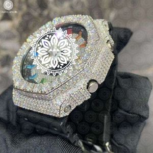 Charm_Jewells Montre polygonale de luxe en acier inoxydable avec lunette en diamant, cristal saphir, quartz analogique, unisexe, 42 mm - Product Image 2