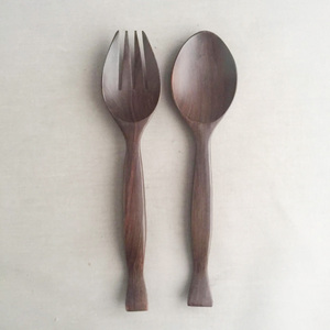 Handmade Premium Eco-Friendly Olive Wood Salad Servers Hand Carved Natural Wood Salad <b>Tools</b> Food <b>Safe</b> Wooden Salad Server Set - Product Image 2