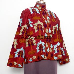 Handmade Embroidered Embossed Cotrise <b>Jacket</b> Vintage Design Eco-Friendly Quick Dry Breathable Cotton Lined <b>Mandarin</b> <b>Collar</b> 800g - Product Image 3