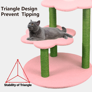 Griffoir moderne pour chat en sisal, arbre à chat multi-niveaux, rose et vert, mobilier d'intérieur pour animaux de compagnie, design durable et amovible - Product Image 3