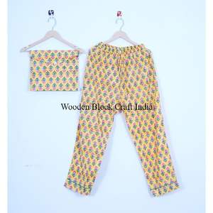 ชุดนอนอินเดียผ้าฝ้ายพิมพ์ลายบล็อก 100% ชุดเพื่อนเจ้าสาวผ้าฝ้ายพิมพ์ลายดอกไม้และเสื้อเชิ้ต ชุดนอนผ้าฝ้ายแท้ 100% ทำมือในอินเดีย - Product Image 2