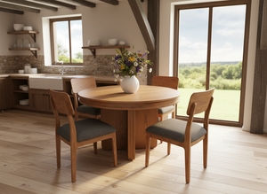 Modern <b>Round</b> Coffee <b>Table</b> Set with <b>4</b> <b>Chairs</b> Solid Ash & MDF Veneer Durable <b>and</b> Lightweight Design - Product Image 3