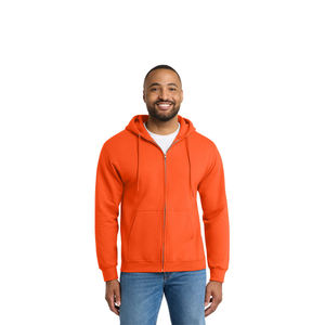 Men's Orange <b>Zip</b>-Up <b>Hoodie</b> Regular Fit Fleece Casual Solid Color Hooded Sweatshirt Long Sleeve <b>Pocket</b> Design Autumn Wear <b>hoodie</b> - Product Image 1