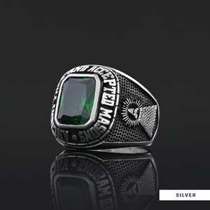 Bague Maçonnique BOJ 040 Personnalisée Unisexe, Bague Chevalière Maître Maçon du Texas, Style Hip Hop Argenté, Prix Bas - Product Image 4