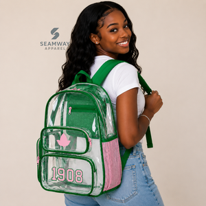 Alpha | Kapa | Alpha Sorority Clear Backpack Transparent Carry Bag Clear PVC Bookbag Arcuate Shoulder Strap School Backpack - Product Image 4