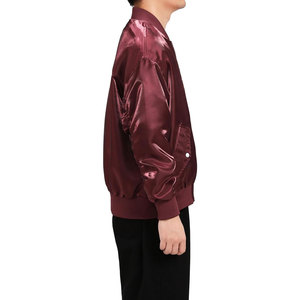 <b>Men</b>’s Satin Bomber <b>Jacket</b> Full Zip Flight Coat <b>Lightweight</b> Stylish Outerwear with Sleeve Pocket Classic Streetwear Casual - Product Image 5