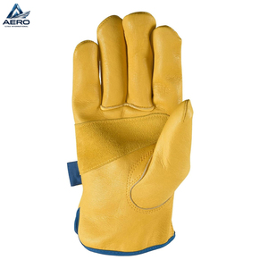 Heavy-Duty Reinforced Palm Patch Comfortable & Breathable Daily Industrial Use Multipurpose Yellow Leather Safety Drive <b>Gloves</b> - Product Image 4