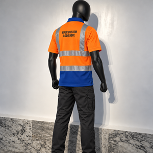 Camiseta Polo de Trabajo de Alta Visibilidad para Hombre, Transpirable, de Algodón, con Cinta Reflectante, Certificación CE, Tallas Grandes, Resistente al Agua y Antibacteriana - Product Image 5