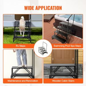 Scala per Camper a 4 Gradini con Corrimano in Acciaio al Carbonio Rinforzato, Capacità di Carico 440 LBS, Telaio in Lega di Alluminio, Ingresso e Uscita Sicuri - Product Image 2
